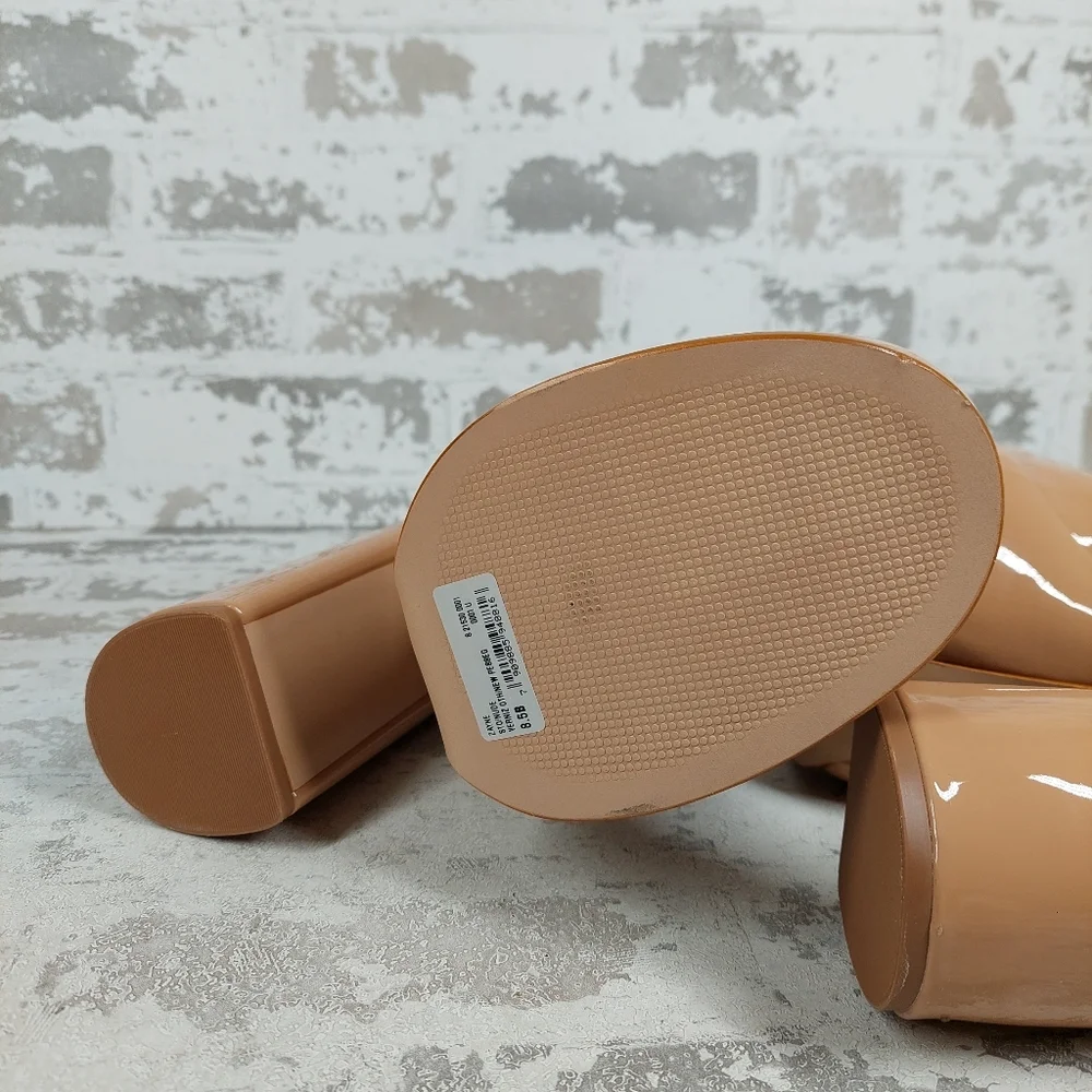 New Schutz Zayne New Pressego Tan Patent Leather Platform Mary Jane Pumps T34